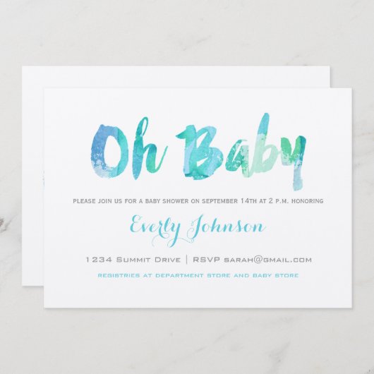 Invitation Jolie main Lettré bébé garçon douche (Devant / Derrière)