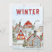 Invitation Jolie Maison Rouge Neige Noël Anniversaire (Dos)