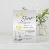 Invitation Jolie maman JAUNE Eléphant & Baby shower (Debout devant)