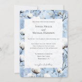 Invitation Jolie mariage floral blanc bleu clair (Devant)