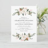 Invitation Jolie mariage floral couleur d'aquarelle magnolia (Debout devant)