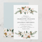 Invitation Jolie mariage floral couleur d'aquarelle magnolia (Devant / Derrière)