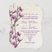 Invitation Jolie mariage mauve féminine (Devant / Derrière)