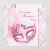 Invitation Jolie mascarade rose (Devant / Derrière)