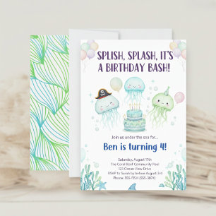 Invitation Jolie méduse sous la mer pour l'anniversaire des e
