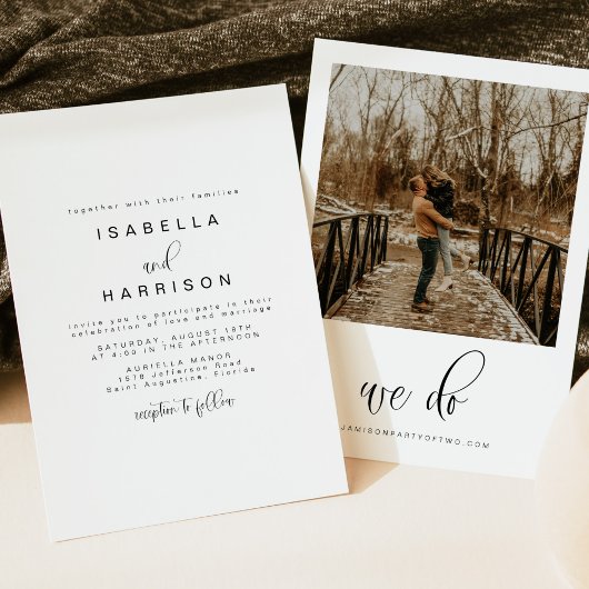 Invitation JOLIE Minimalist Boho Simple Photo Mariage