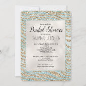 Invitation Jolie Mint Glitzy Sparkle Gold Zebra Parties scint (Devant)