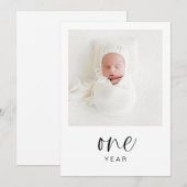 Invitation JOLIE Moderne 1er Anniversaire Jalon Bannière phot (Devant / Derrière)