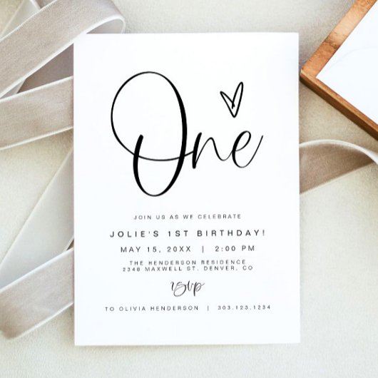 Invitation JOLIE Moderne Minimaliste ONE Boho 1er anniversair
