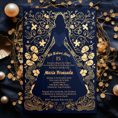 Invitation Jolie Navy Or Mes Quinze Ans Quinceañera