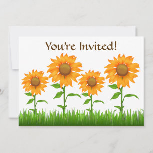 Invitation Jolie Orange Tournesol Anniversaire Fête Invitatio