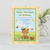 Invitation Jolie Ours de Miel et Anniversaire de enfant d'abe (Debout devant)
