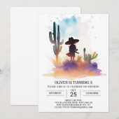Invitation Jolie Pampas Grosse Cowboy Anniversaire (Devant / Derrière)