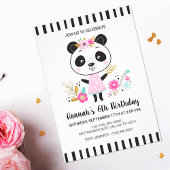 Invitation Jolie Panda Rose Filles Anniversaire