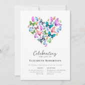 Invitation Jolie papillons de coeur Funérailles (Devant)