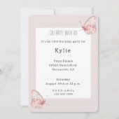 Invitation Jolie Papillons rose Anniversaire (Devant)