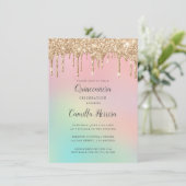 Invitation Jolie Parties scintillant or Gradient Quinceañera  (Debout devant)