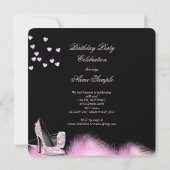 Invitation Jolie Parties scintillant rose hauts talons fête d (Dos)