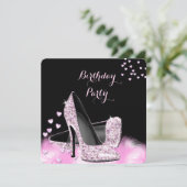 Invitation Jolie Parties scintillant rose hauts talons fête d (Debout devant)