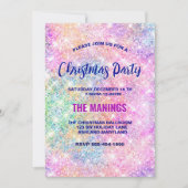 Invitation Jolie parties scintillant rose irisée Noël (Devant)