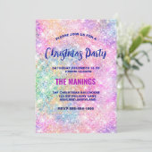 Invitation Jolie parties scintillant rose irisée Noël (Debout devant)