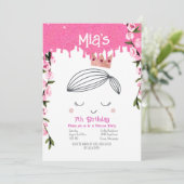 Invitation Jolie Parties scintillant rose Princesse Filles An (Debout devant)