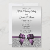 Invitation Jolie Parties scintillant violette de Bow et d'Arg (Devant)
