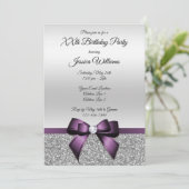 Invitation Jolie Parties scintillant violette de Bow et d'Arg (Debout devant)