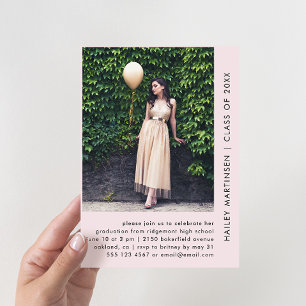Invitation Jolie Pastel Blush Deux Photo Graduation Party
