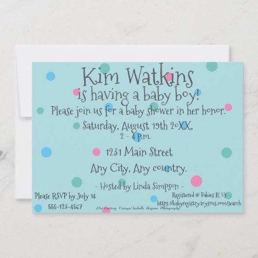 Invitation Jolie pastel chaussures bébé garçon douche invitat (Dos)