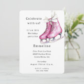 Invitation Jolie Patins de glace rose Anniversaire (Debout devant)