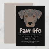 Invitation Jolie patte de chien chiot vie fête  (Devant / Derrière)