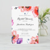 Invitation Jolie pavot Fleurs Douche nuptiale. (Debout devant)