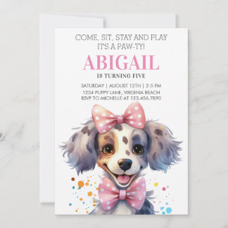 Invitation Jolie Paw-ty Chien rose Anniversaire de enfant Par