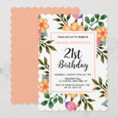 Invitation Jolie Peach Spring Flora Botanique 21e anniversair (Devant / Derrière)
