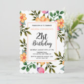 Invitation Jolie Peach Spring Flora Botanique 21e anniversair (Debout devant)