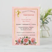 Invitation Jolie Pêche Bouquet Rose Confirmation florale (Debout devant)