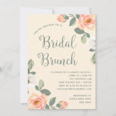 Invitation Jolie Pêche Florale | Brunch nuptial (Devant)