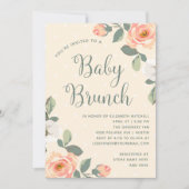 Invitation Jolie Pêche Florale | Brunch pour bébé (Devant)