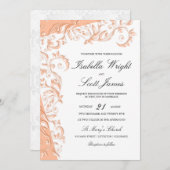 Invitation Jolie Pêche Florale Design (Devant / Derrière)