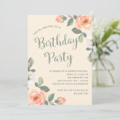 Invitation Jolie Pêche Florale | Fête d'anniversaire (Debout devant)