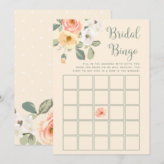 Invitation Jolie Pêche Florale | Fête des mariées Jeu de Bing (Devant / Derrière)
