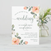 Invitation Jolie Pêche Florale | Mariage (Debout devant)