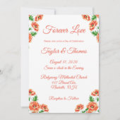 Invitation Jolie Pêche Florale | Mariage de script orange (Devant)