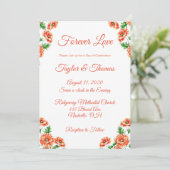 Invitation Jolie Pêche Florale | Mariage de script orange (Debout devant)
