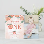 Invitation Jolie pêche sucrée en 1er anniversaire (Debout devant)