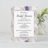 Invitation Jolie perle d'or Fête des mariées de fleurs violet (Debout devant)