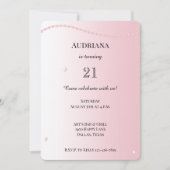 Invitation Jolie perles roses glam Anniversaire (Devant)