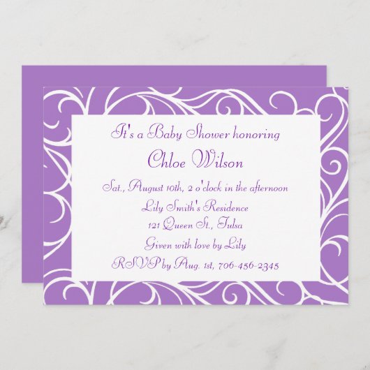 Invitation Jolie perruques violettes (Devant / Derrière)