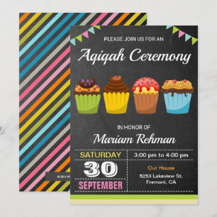 Invitation Jolie petite cupcake Aqeeqah Cérémonie Aqiqah